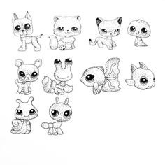 the littlest pets are drawn in black and white