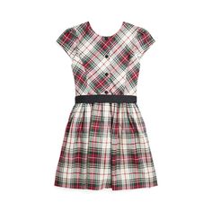 A festive plaid motif and grosgrain sash make this dress a charming pick for the season’s occasions. Preppy Plaid Dress For Picnic, Fitted Plaid Dress For Holiday, Plaid Dresses For Fall Holiday, Elegant Plaid Cotton Dress, Plaid Dress For Christmas Holiday, Preppy Cotton Plaid Dress, Classic Cotton Plaid Dress, Preppy Plaid Cotton Dress, Classic Plaid Cotton Dress