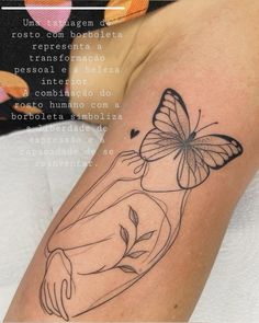 a woman's arm with a butterfly on it and the words written in spanish