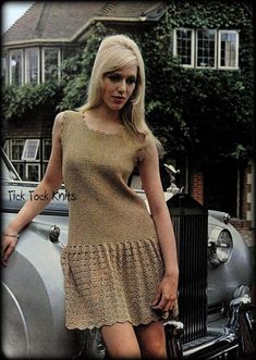 No.775 Vintage Crochet Dress Pattern For Women PDF | Etsy Knitted Coats, Vintage Crochet Dresses, Crochet Wear, Boho Crochet Patterns, Gold Party Dress, Mod Mini Dress, Vintage Party Dresses, Gold Cocktail Dress, Vintage Knitwear