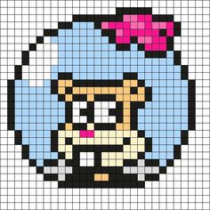 an image of a cross stitch pattern with a woman wearing a hat and bow on her head