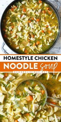 This fall dinner idea is a classic! Not only will this homemade soup warm you up, but it will also leave you feeling good. Save this homestyle chicken noodle soup and enjoy this yummy comfort food! Homestyle Chicken Noodle Soup, Classic Chicken Noodle Soup, Chicken Noodle Soup Recipe Homemade, Best Chicken Noodle Soup, Easy Chicken Soup, Chicken Noodle Soup Easy, Recipe Using Chicken, Comfort Soup Recipes, Food Soup