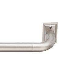 a stainless steel door handle on a white background