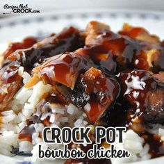 crock pot bourbon chicken on top of rice