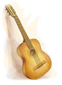 an acoustic guitar on a white background royalty illustration