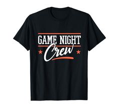 the game night crew t - shirt is black with red, white and blue stars