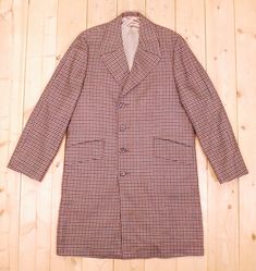 "Vintage 1960's/70's Brown Checked Plaid Overcoat  - Satin lined - Perfect vintage fade and wear - Very Good vintage condition Chest - 44\" Sweep - 50\" Length - 43\" Shoulders - 17 1/2\" Sleeve - 27 1/2\" #5595" Retro Long Coat For Workwear, Vintage Single Breasted Long Coat, Vintage Long Coat Blazer For Winter, Vintage Winter Long Coat Blazer, Vintage Single-breasted Long Coat, Retro Lined Outerwear For Fall, Vintage Long Single-breasted Coat, Retro Wool Outerwear With Lapel Collar, Vintage Wool Long Coat