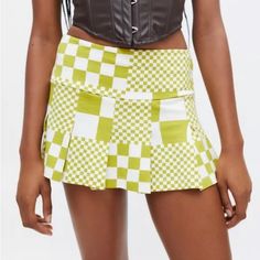 Urban Outfitters Low Rise Skirt Lime Green Size: Xs New With Tags Camo Mini Skirt, White Pleated Skirt, Green Checkered, Urban Outfitters Skirt, Belted Mini Skirt, Check Skirt, Checkered Skirt, Floral Mini Skirt, Urban Outfitters Dress