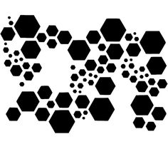 black and white hexagonal shapes are arranged in the shape of an abstract pattern