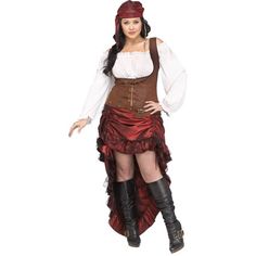 a woman dressed in a pirate costume