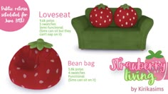 the strawberry living set is designed to look like it has three strawberries on it