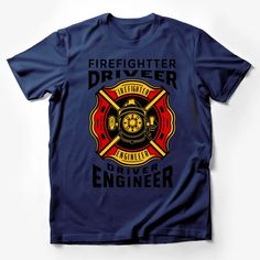 Firefighter Driver Engineer Graphic T-Shirt, Bold Red and Black Design, Fire Department Emblem Tee Male T-Shirt Custom graphic T-Shirt.Customize your color Red Crew Neck T-shirt With Graphic Print, Firefighter Shirt Ideas, Fire Dept Shirts, Fire Department Shirt Ideas, Firefighter Tshirt Designs, Mountain Graphic Tee, Maternity Graphic Tees, Classic Movie Characters, Firefighter Shirts Visual T-shirt