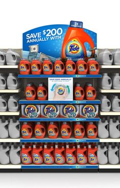 an advertisement for tide's laundry detergents on display in a grocery store