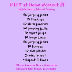 a pink poster with the words hiit at home workout 1