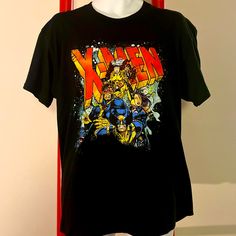 Nwot Marvel X-Men Short Sleeve Black T-Shirt X Size : Large Black Tops With Screen Print For Fan Conventions, Black Screen Print Tops For Fan Conventions, Black Graphic Tee For Fan Conventions, Band Merch Black Tops For Fan Events, Black Band Merch Tops For Fan Conventions, Black Graphic Print Top For Fan Conventions, Black Top With Front Print For Fan Conventions, Black Tops With Front Print For Fan Conventions, Black Pop Culture Shirt For Fan Conventions