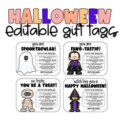 halloween editable gift tags for kids to print and use on the front of their bags