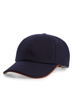 Elevate your casual look with this Italian-crafted baseball cap made of boiled wool and finished with an adjustable back strap in rich leather. Adjustable back strap 100% wool Dry clean Made in Italy Outdoor Wool Baseball Cap With Curved Brim, Navy Wool Cap, Casual Wool Baseball Cap For Outdoor, Navy Wool Casual Hat, Casual Navy Wool Hat, Casual Wool Baseball Cap For Fall, Casual Leather Baseball Cap With Curved Brim, Wool Adjustable Baseball Cap For Outdoor, Adjustable Wool Baseball Cap For Outdoor