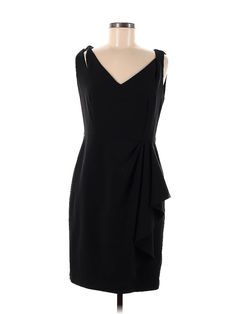 Chetta B Cocktail Dress Size: 6 Black Dresses - used. 5% Spandex, 95% Polyester, Sheath, V-Neck, Knee Length, Sleeveless | Chetta B Cocktail Dress - Sheath: Black Dresses - Used - Size 6 Elegant Stretch V-neck Dress For Work, Fitted Sleeveless V-neck Dress For Dressy Occasions, Flattering V-neck Sleeveless Dress For Party, V-neck Sleeveless Dress With Flattering Silhouette For Party, Elegant Sleeveless Bodycon V-neck Dress, V-neck Lined Sleeveless Dress For Formal Occasions, V-neck Sleeveless Dress With Flattering Silhouette For Formal Occasions, Elegant Stretch Sleeveless Dress, Elegant Black Sleeveless Dress With Asymmetrical Neckline