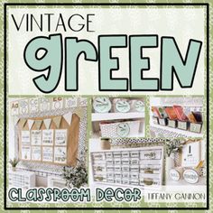 the cover of vintage green classroom decor