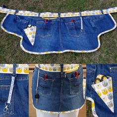 Upcycled Denim: Transform Your Old Jeans Into Useful, Practical And Fashionable Items 26 Upcycled Denim Diy, Artisanats Denim, Jean Diy, Patchwork Denim Skirt, Denim Crafts Diy, Blue Jeans Crafts, Denim Projects, Sewing Aprons, Recycle Jeans