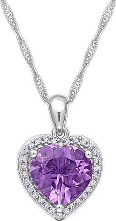 Purple Cubic Zirconia Jewelry For Valentine's Day, Purple Heart Cut Cubic Zirconia Jewelry, Formal Purple Heart-shaped Jewelry, Purple Diamond Pendant Jewelry, Purple Heart Jewelry For Formal Occasions, Formal Heart Cut Amethyst Jewelry, Fine Jewelry Heart-shaped Amethyst, Purple Heart Sterling Silver Jewelry, Purple Sterling Silver Heart Jewelry