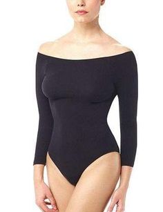 This item is Final Sale.  This gorgeous bodysuit has sleek style with its stretchy form-fitting silhouette. Luxe European microfiber blend (85% nylon, 13% spandex, 2% cotton) One size fits most High fabric breathability Raw-cut fabric USA... Ballet Bodysuit, Ballet Body, Off Shoulder Bodysuit, Slinky Dress, Patterned Tights, Womens Tights, Designer Lingerie, Sleek Fashion, Womens Bodysuit