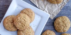 some cookies are on a white plate