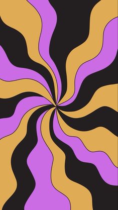 an image of a purple and yellow swirl pattern on black background with orange stripes in the center