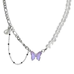 Purple Butterfly Necklace Beaded Necklace  Buy at Khanie Necklace Butterfly, Trending Necklaces, Symbol Necklace, Purple Necklace, Buy Necklace, Silver Choker, Necklace Beaded, Purple Butterfly, Butterfly Necklace