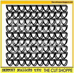 the cut shoppe pattern is shown in black and white, with yellow trimmings