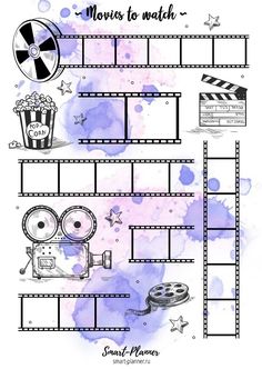 a film strip with movies to watch written on it