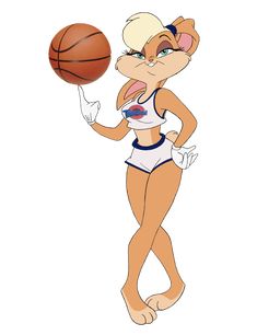 a cartoon character holding a basketball in her hand