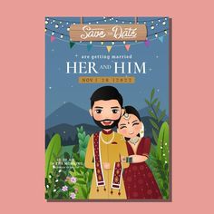 Wedding invitation card the bride and gr... | Premium Vector #Freepik #vector #indian-wedding #bride #hindu-wedding #wedding-cartoon Couple Mignon, Background Wedding, Adobe Photoshop Design, Indian Wedding Invitations, Wedding Invitation Card, Free Business Card Mockup