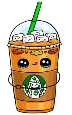 a starbucks drink with a green straw sticking out of it's head and eyes