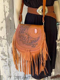 Hand Tooled Crystal Moon Leather Boho Bag - Tan-Boho Handbags-Dreamtime Boho-Fringe-Dreamtime Boho Pink Bohemian Crossbody Shoulder Bag, Bohemian Pink Crossbody Shoulder Bag, Handmade Bohemian Leather Shoulder Bag, Handmade Bohemian Leather Saddle Bag, Bohemian Crossbody Saddle Bag, Bohemian Soft Leather Crossbody Bag, Bohemian Hand Tooled Crossbody Bags, Bohemian Leather Crossbody Hobo Bag, Bohemian Crossbody Saddle Bag For Everyday Use