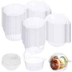 plastic food storage containers with lids and dividers, set of 6 - clear / white