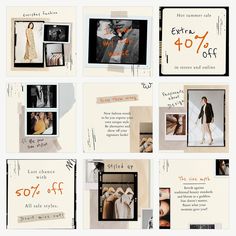 a collage of photos with the same price tag as well as different styles of clothing