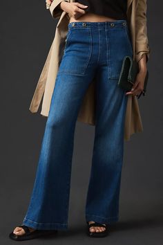 The Kit High-Rise Wide-Leg Utility Trouser Jeans | Anthropologie Wide Legged Jeans, The Kit, Denim Trends, Spring Fashion Trends, Jeans Outfit, Wide Legs, Christmas 2024, Boho Blouses, Wide Leg Denim