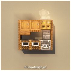 an image of a kitchen that is in the shape of a blocky house with lots of cabinets