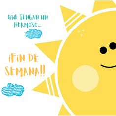 an image of a cartoon sun with captioning in spanish for the children's language