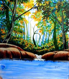 #acryliccolour #acryliccolourpainting #waterfallpanting #waterfallacryliccolourpainting #landscapepainting #landscapeacryliccolour #riverscenepainting #riverbankpainting Acrylic Colors, Quick Saves, Art