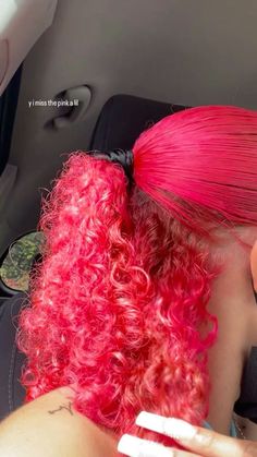 Pink Hair Streaks, Natural Hair Bun Styles, Mixed Curly Hair, Hairstyle Inspo