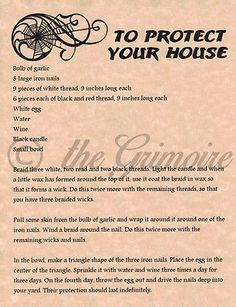 Protect your House spell, Book of Shadows Page, Witchcraft, Wicca, Magick Spells