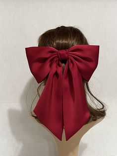 Red wine satin big bow, off white/ivory hair bow. thick hair barrette, oversized hair bow. Christmas bow. by TwincraftStore on Etsy Bridesmaid Kurung, Black Zip Up Hoodies, Bun Bow, Red Hair Accessories, Riddle Rosehearts, Black Red Hair, Giant Bow, Secret Sister, Red Hair Bow