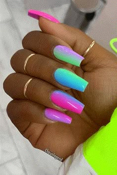 Bright Summer Acrylic Nails, Bright Nail Designs, Neon Nail Designs, Unghie Sfumate, Nagellack Trends, Bright Summer Nails, Nail Art Designs Summer, Colorful Nail, Colorful Nail Designs