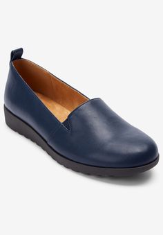 The June Flat | Catherines Extra Wide Shoes, Wide Shoes, Tunic Tank Tops, Leather Flats, Stylish Men, Feminine Style, Black And Navy, Loafers Men, Comfortable Shoes