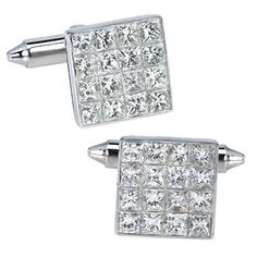 Jacob & Co. Square Diamond Cufflinks Image 1 White Gold Diamond Cufflinks For Formal Occasions, Classic Formal Jewelry With Diamond Markers, Diamond Cufflinks With Polished Finish For Formal Events, Classic Diamond Cufflinks For Wedding, Timeless Diamond Cufflinks As Gift, Classic Diamond Cufflinks For Anniversary, White Gold Diamond Cufflinks For Anniversary, Diamond Polished Finish Cufflinks As Gift, Formal White Gold Diamond Cufflinks