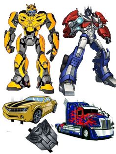 three different types of cars and trucks are depicted in this drawing style illustration, each with an optbot