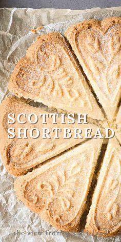 an image of scottish shortbread pie with the words, scottish shortbread on it