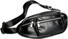 Black Bag, Sling Bag, Fanny Pack, Outdoor Sports, Pu Leather, Zipper, Sports, Pattern, Leather